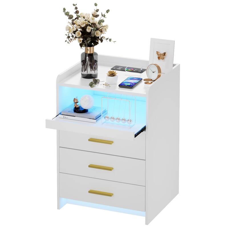 3 Drawer Nightstand With Light