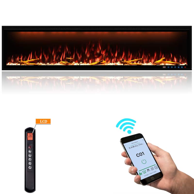 Clihome 42-88" Recessed Wall-Mounted Control Electric Fireplace