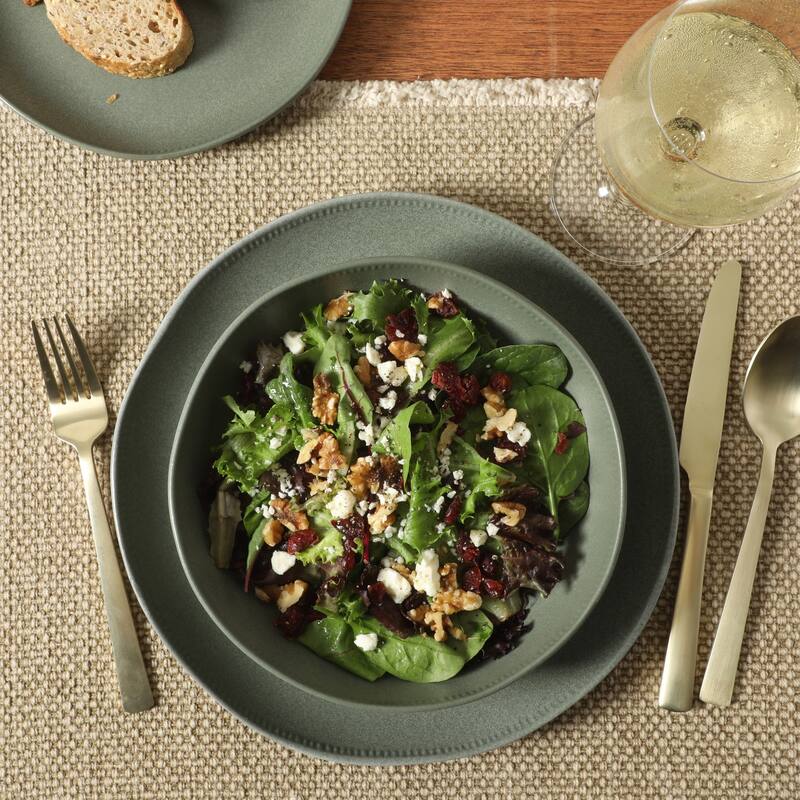 Gibson Elite Menlo Park 16-Piece Pottery Clay Stoneware Dinnerware Set - Reactive Glaze, Embossed, Service for 4