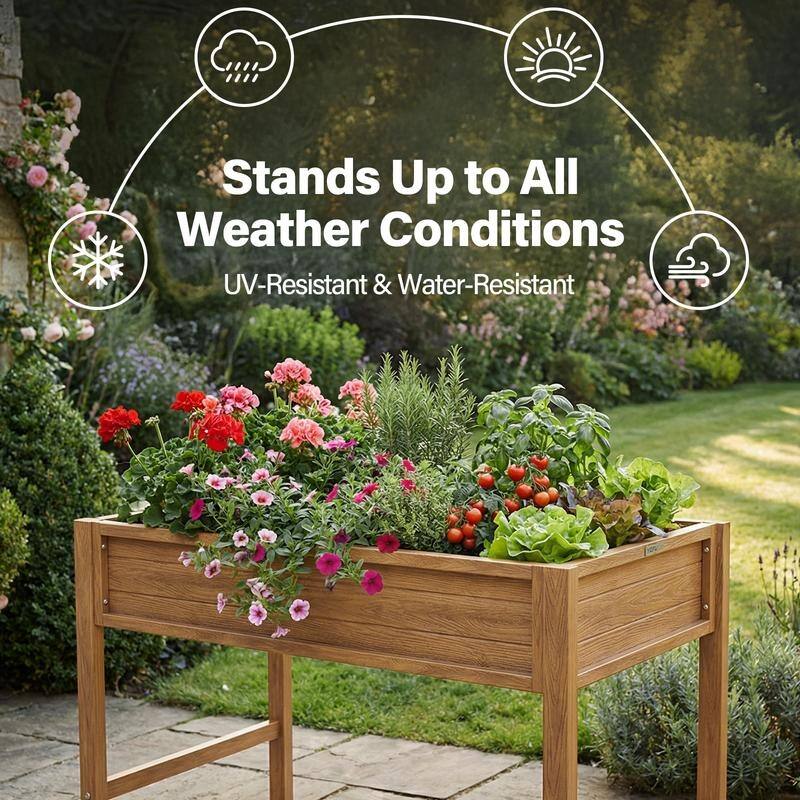 WINSOON All Weather HIPS Raised Garden Bed with Drainage Holes
