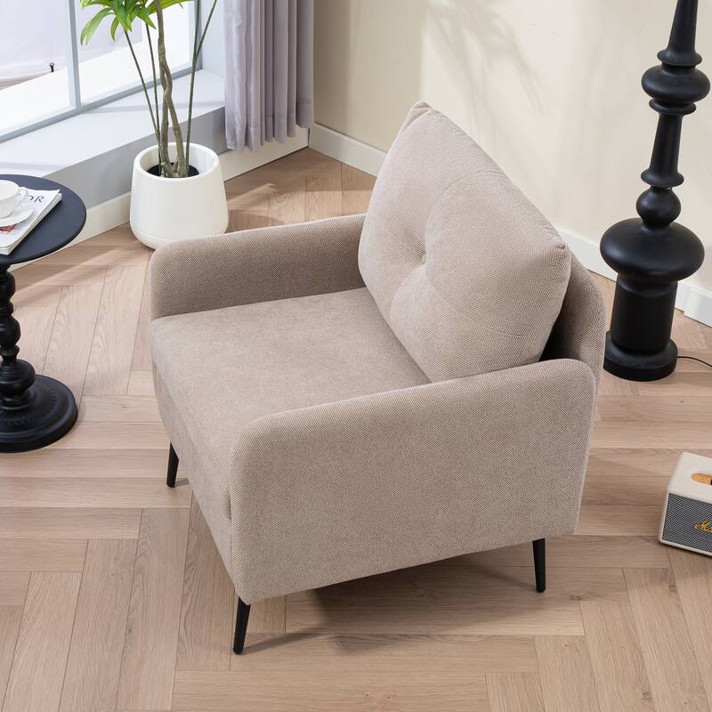 Club Chair Armchair with Metal Legs, Simple Side Chair Reception Chair Lobby Chair Upholstered Chair