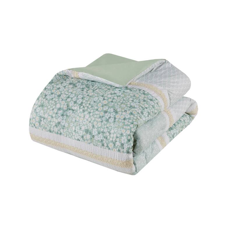 Madison Park Evian 5 Piece Seersucker Comforter Set with Throw Pillows