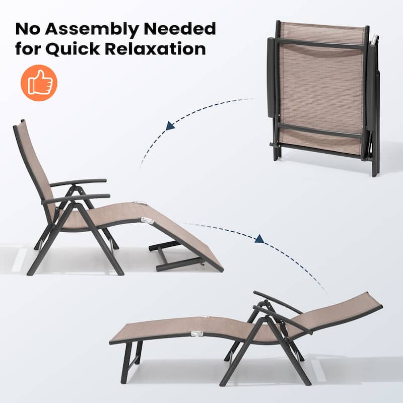 Pellebant 2PCS Adjustable Aluminum Patio Chaise Lounge Chair