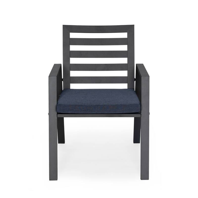 Chelsea 7-Piece Aluminum Outdoor Dining Set 78 in. Rectangular Table and 6 Dining Armchair w/ Cushions - N/A