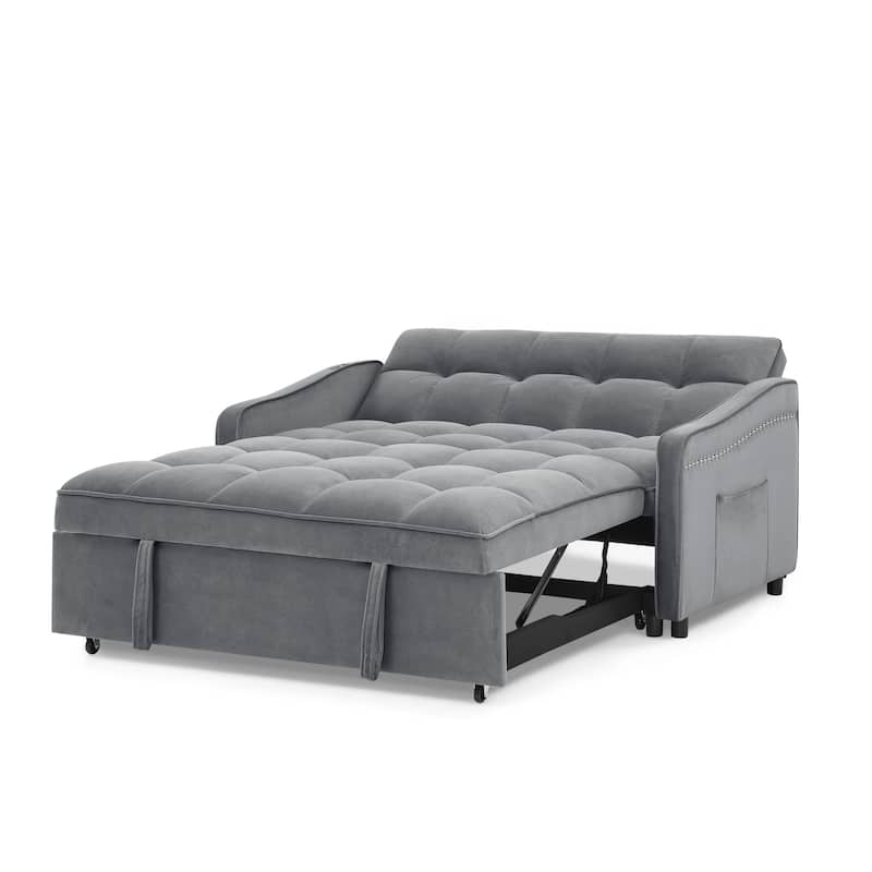 Mid-Century Modern Sofa Bed with USB Charging and Adjustable Backrest