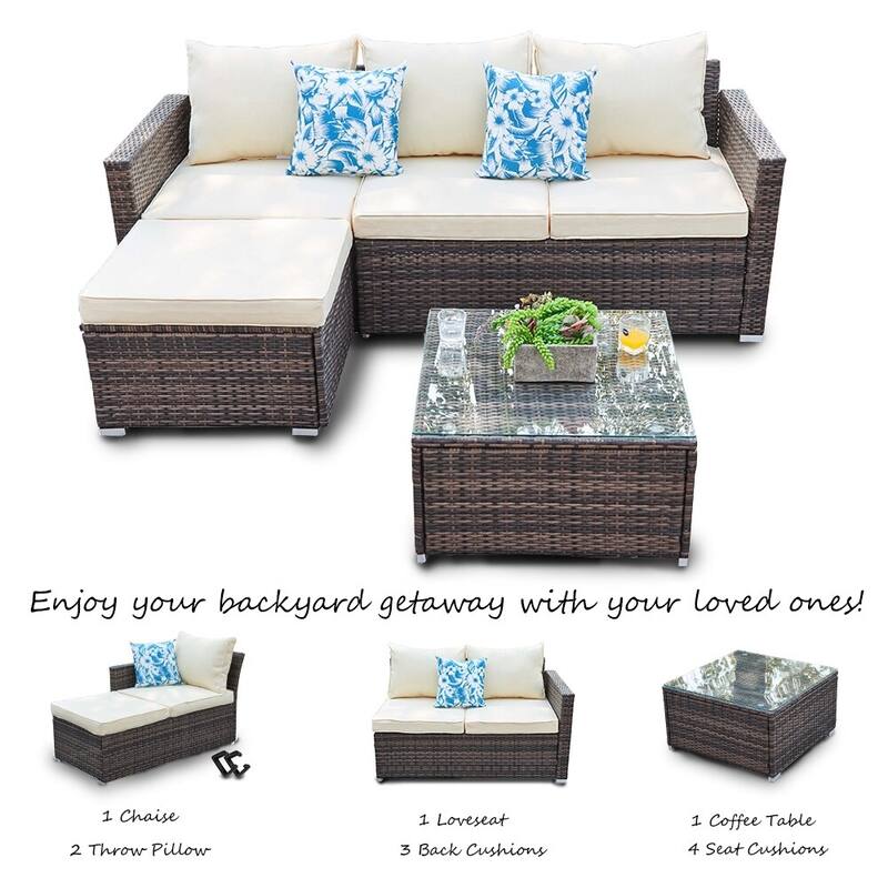 3 Piece Patio Conversation Sets Outdoor Couch Patio Furniture Sectional Wicker Sofa Set