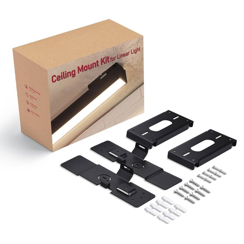 Ceiling Mount Kit for LED Linear Lights, SPCC Steel Bracket - Black