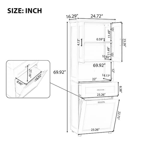 Tall Bathroom Cabinet with Tilt-Out Laundry Basket and Upper Storage ...