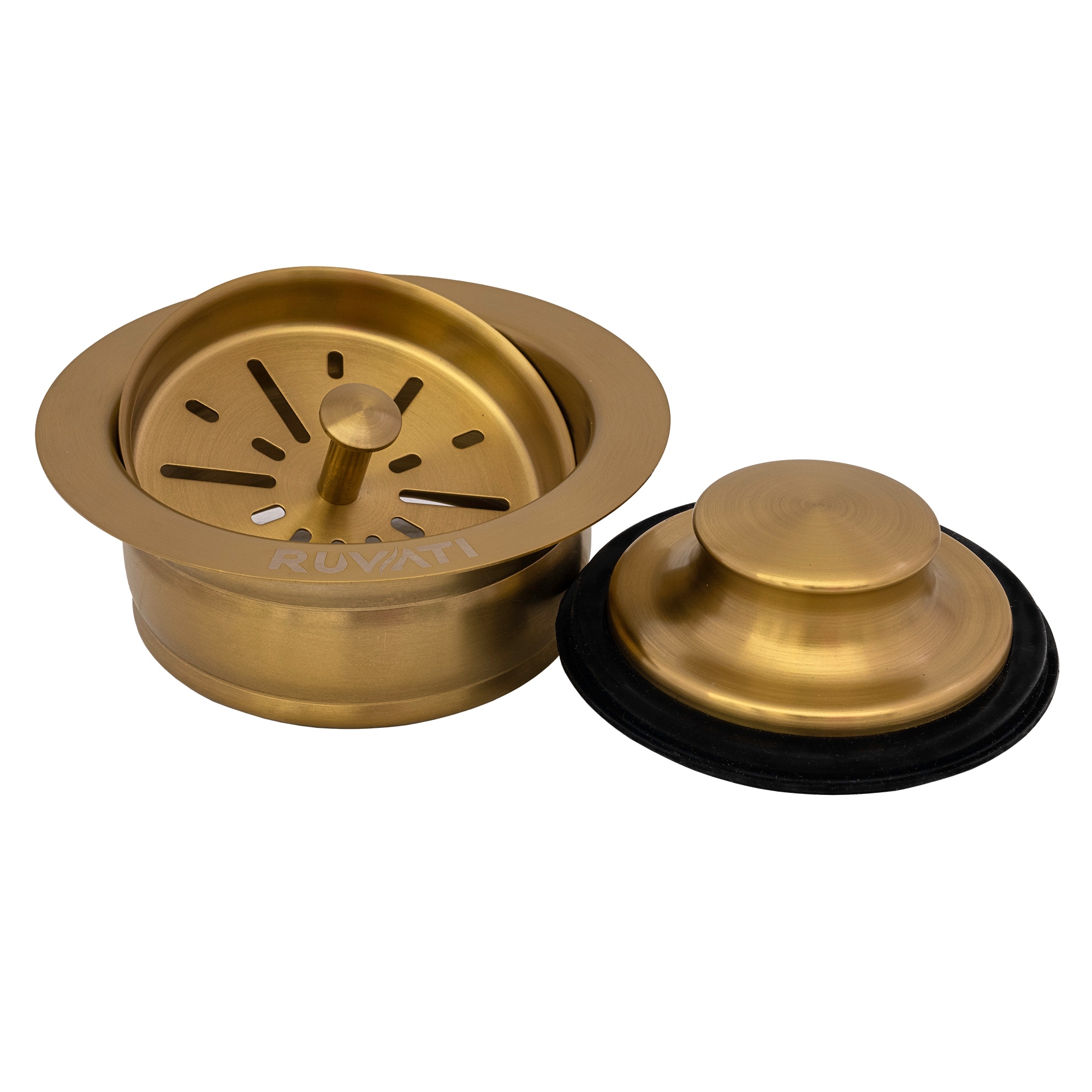 Ruvati Garbage Disposal Flange with Basket Strainer and Stopper – Brushed Gold – RVA1042GG - Stainless Steel
