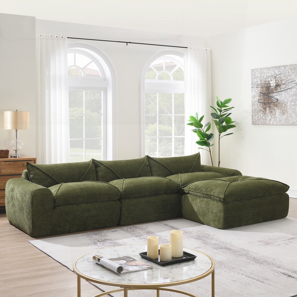 Compressed Sofa with High Density Foam, Integrated Backrest&Seat Cushion, Decorative Edging