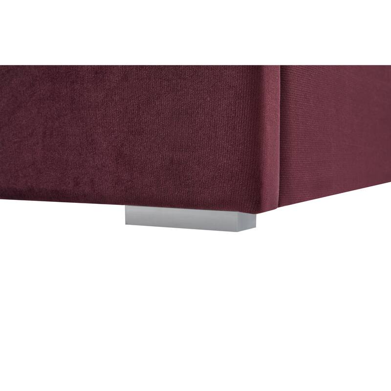 Velvet Upholstered Bed Frame, Wingback Headboard Platform Bed with LED Side Lights & Nightstands, No Box Spring Needed