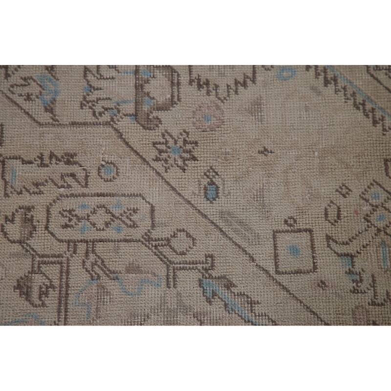 Distressed Muted Tabriz Persian Rug Handmade Vintage Wool Carpet - 6'5" x 9'3"