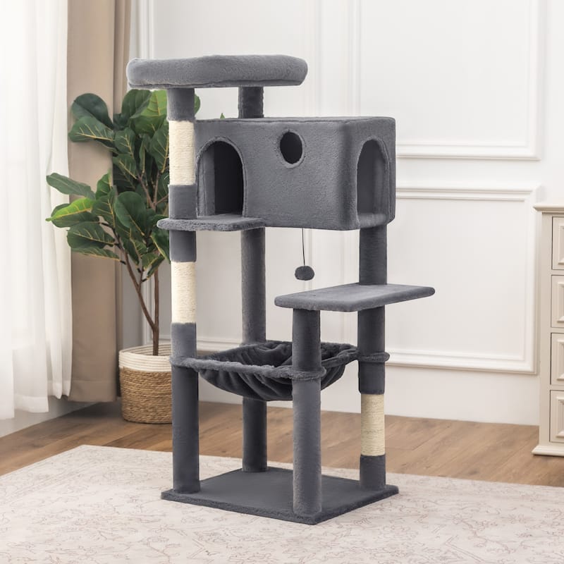 Adeco 52-Inch Cat Tree with Hammock and Condo