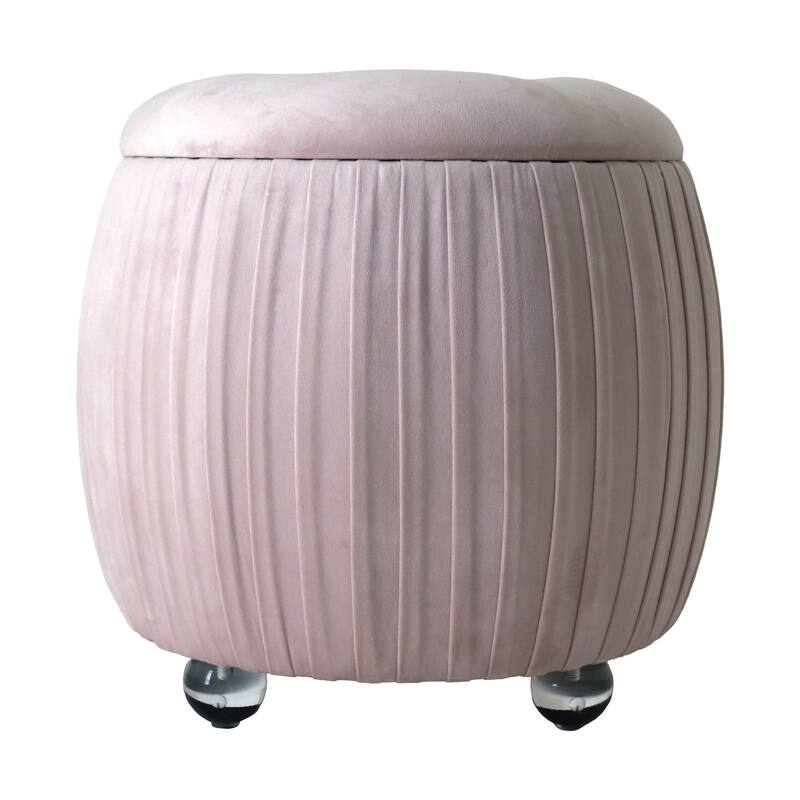 Backless Storage Stool with Velvet Upholstery - Accent for Living Room Home Decor