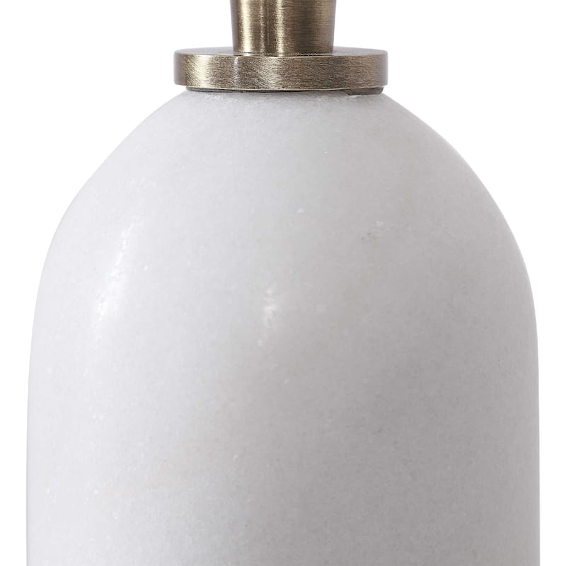 Marble Buffet Table Lamp - 40" - Antique Brass Tone and White
