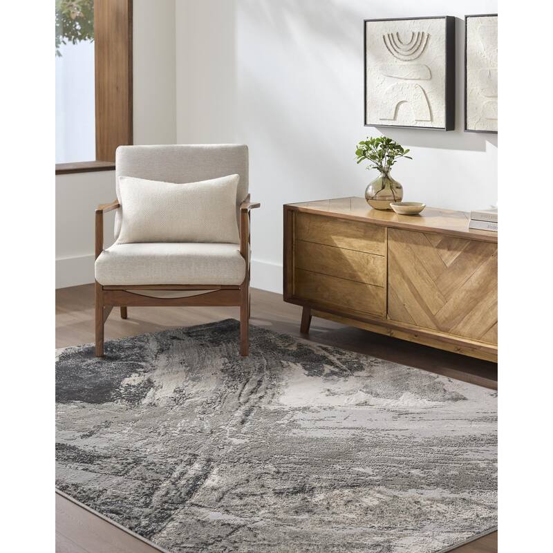 Livabliss Amman Mid-Century Modern Area Rug - Charcoal - 5'3" x 7'
