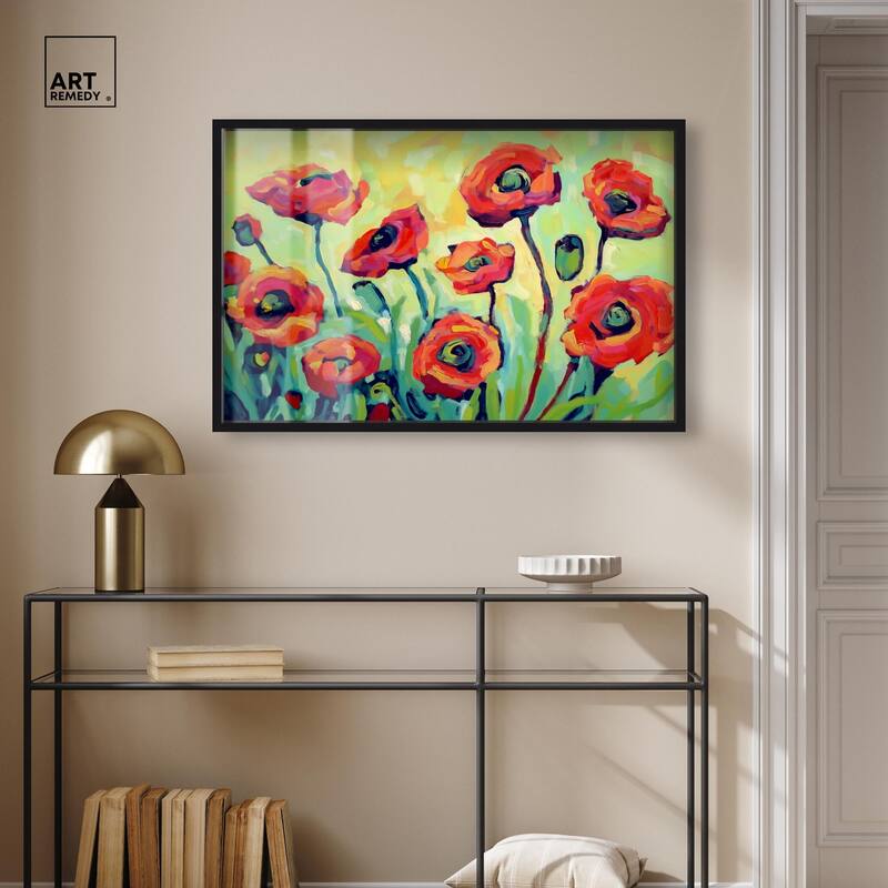 Red Poppy Field I Shadowbox by Art Remedy