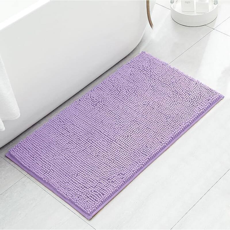 47"x27" - Lavender Soft Cozy Plush Chenille Bath Mat Bathroom Rug - 47" x 27" - Lavender
