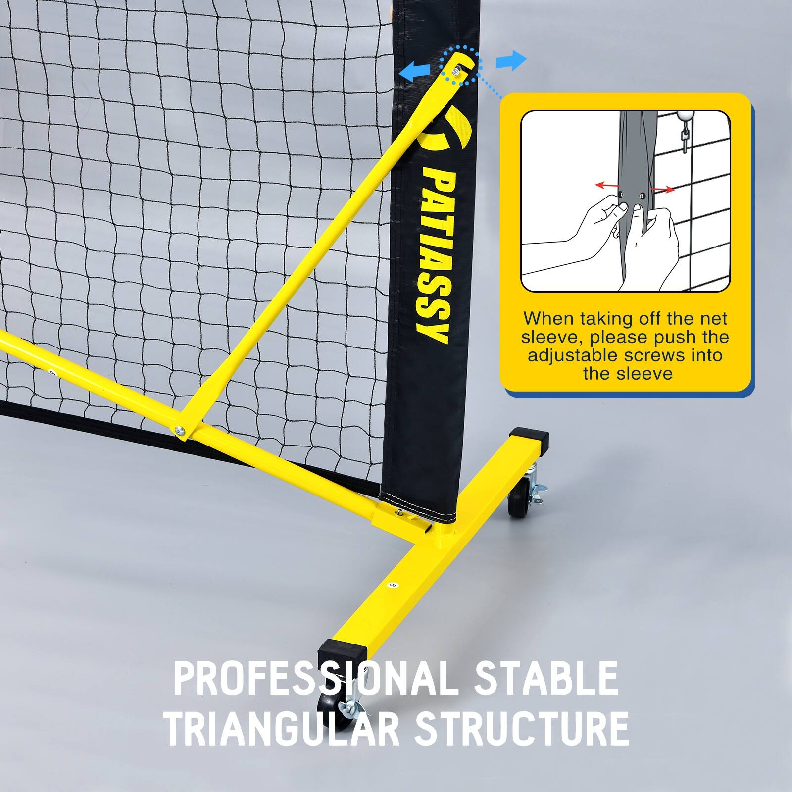 Patiassy Pickleball Net Set with Wheels and Pickleball Court Marking