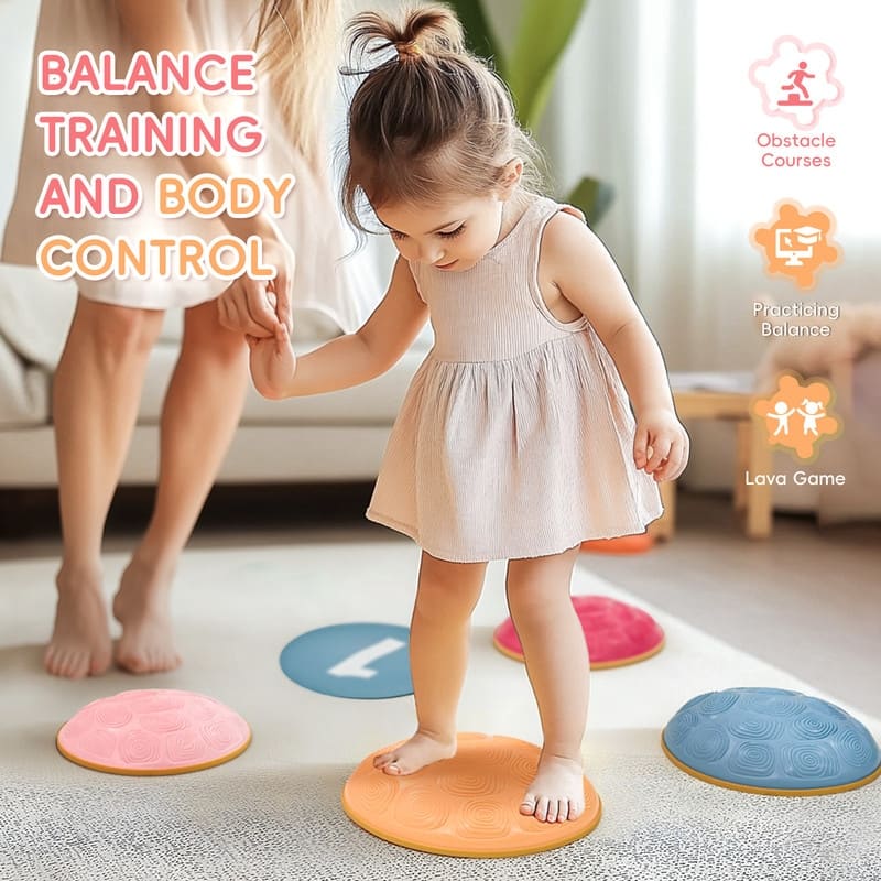 6 Pcs Turtle Balance Stones Kids Stepping Stones for Obstacle Course, Macaron