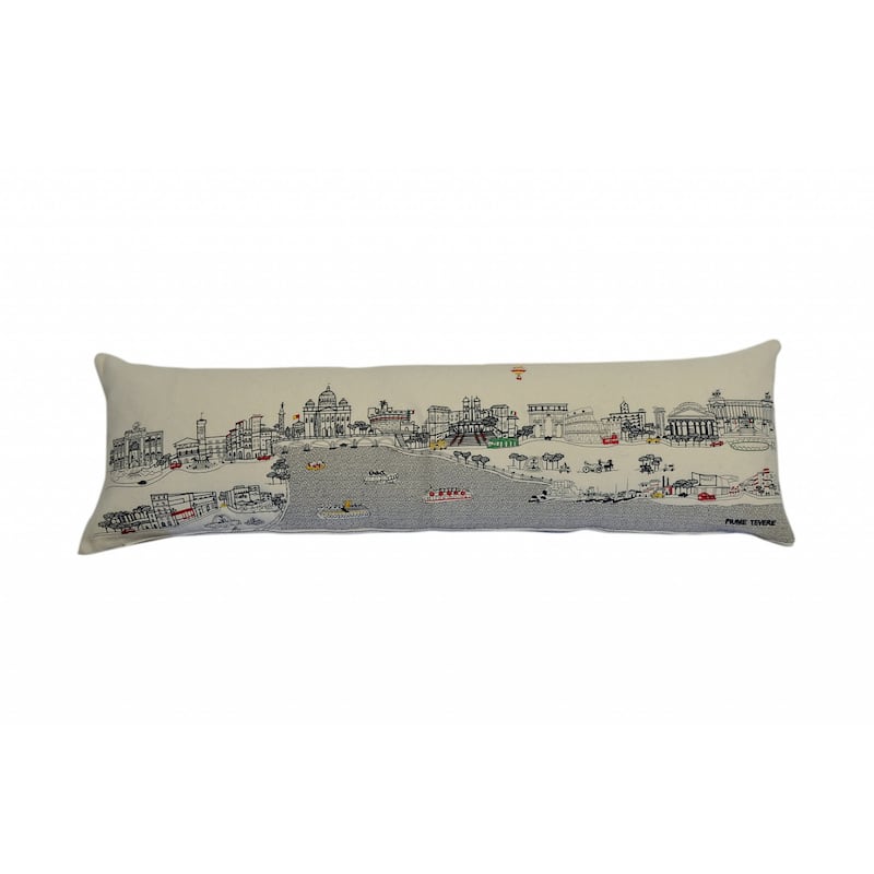 HomeRoots 46" White Rome Daylight Skyline Lumbar Decorative Pillow