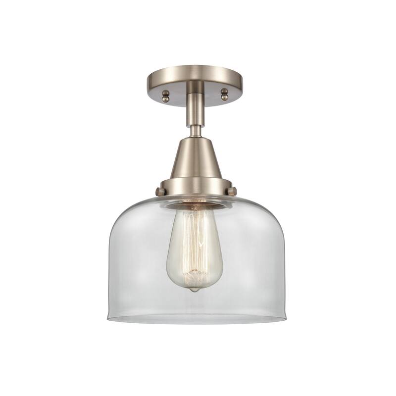 Innovations Lighting Caden Bell - 1 Light 8" Flush Mount - Clear/Brushed Satin Nickel