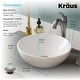 preview thumbnail 14 of 32, Kraus 3-in-1 Set White Round Ceramic Vessel Sink Arlo Faucet w/ Drain