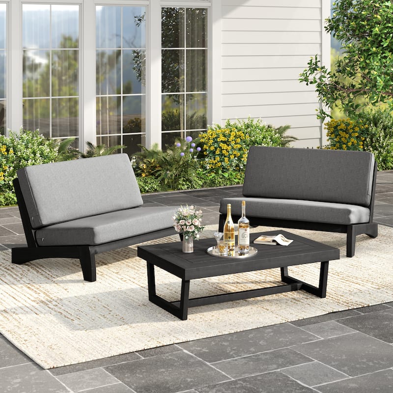 Outdoor Chair Solid Wood Furniture Patio Loveseat Sets with Cushion