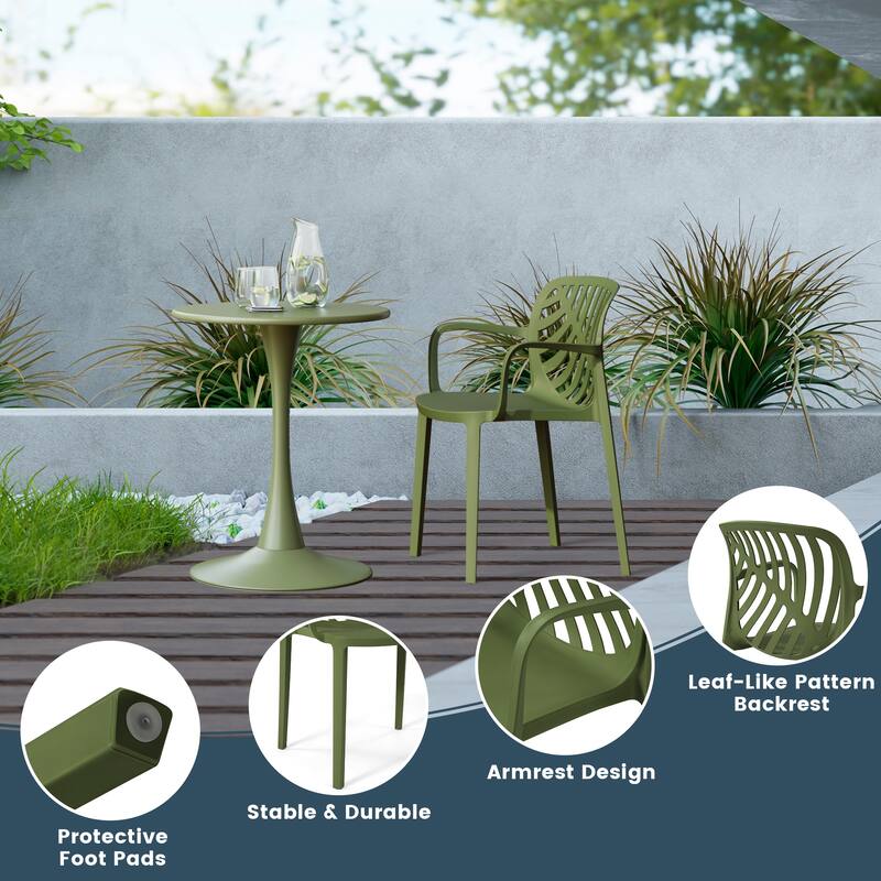 Frond and Form Outdoor Patio Stacking Dining Armchair (Set of 2)