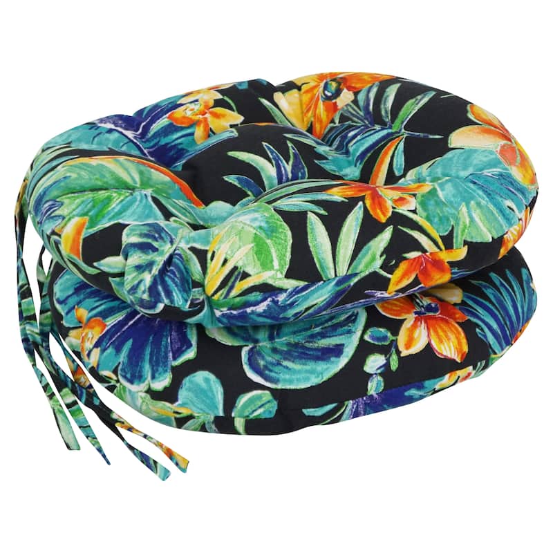 16-inch Round Tufted Indoor/Outdoor Chair Cushions (Set of 2) - 16" - Beachcrest Caviar