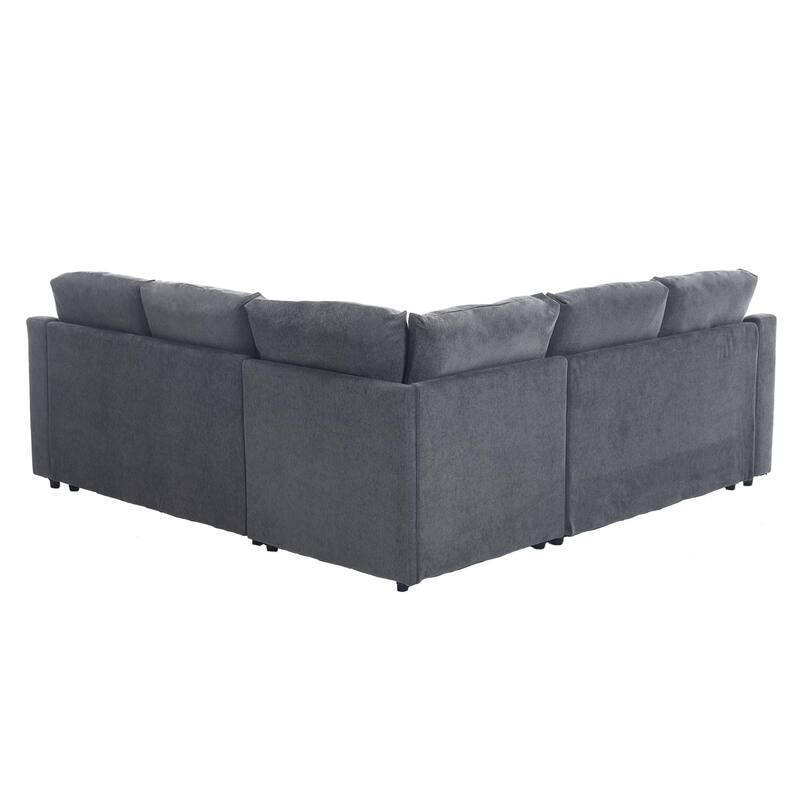81.5'' L-Shaped 5-Seat Sectional Sofa with Pull-Out Bed and 6 Cushions, Multifunctional Corner Couch for Living Area