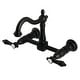 preview thumbnail 1 of 4, Kingston Brass Heirloom Two-Handle 2-Hole Wall Mount Bridge Kitchen Faucet Matte Black