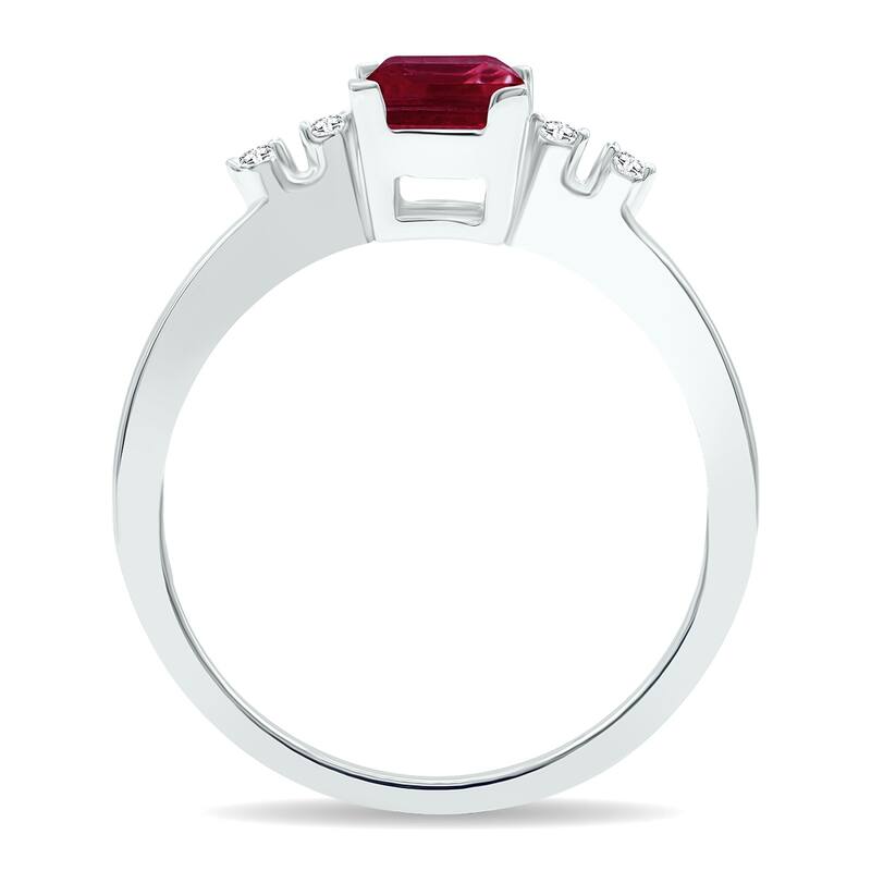 Women's Ruby and Diamond Sparkle Ring in 10K White Gold