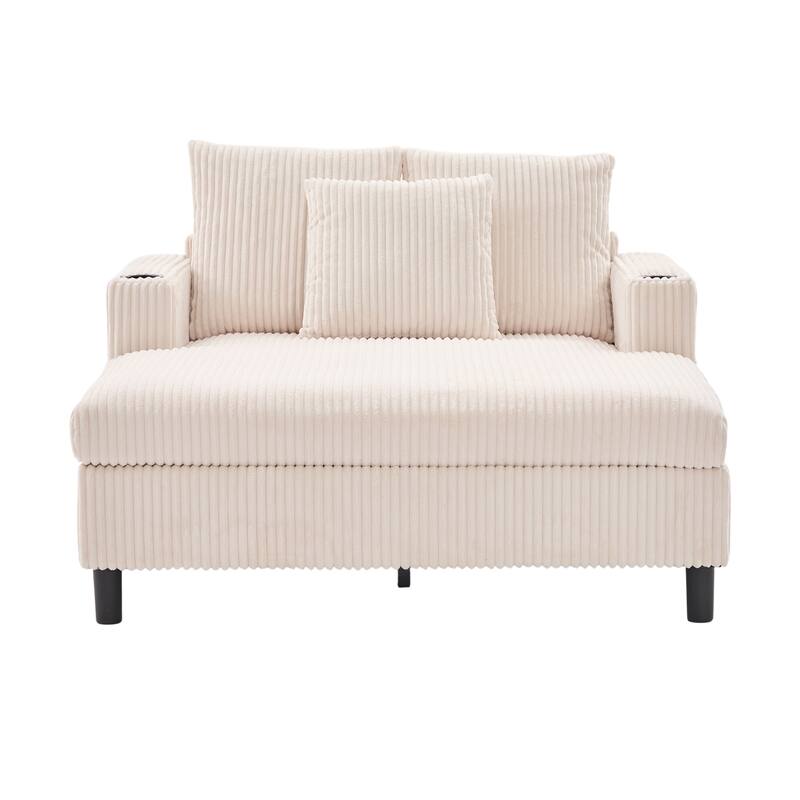 GDFStudio - Corduroy Recliner Sofa with USB Charging, RGB LED Light Strip - Suitable for Living Room and Bedroom