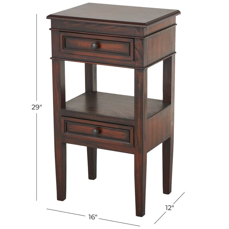 Wood 1 Drawer Accent Table - Brown - Roche River Decor
