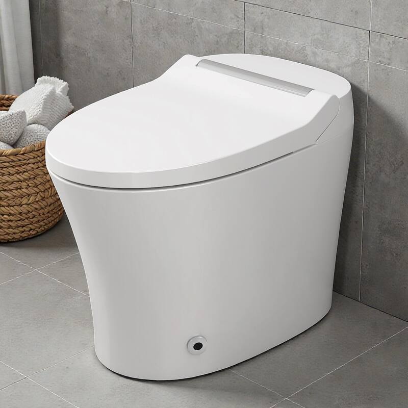Smart Toilet with Heated Seat One Piece Elongated. Dual Flush 1.0 1.28 GPF. Foot Sensor Flush. Night Light
