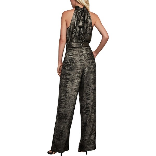 bcbg metallic stripe pleated gown