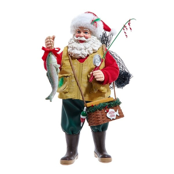 Kurt Adler 10.5-Inch Fabrich? Black Santa in Pajamas and Robe Kurt Adler 10.5-Inch Fabriché Santa and Elf Christmas Decoration