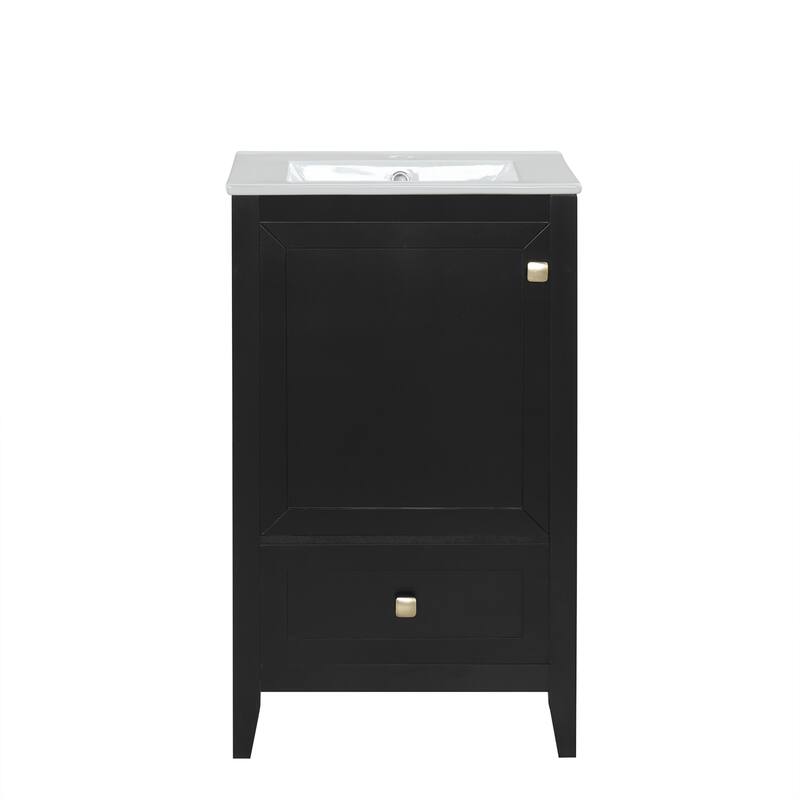Bathroom Vanity with Top Sink, Vanity Cabinet with Soft Closing Door, Bathroom Vanity Set with Storage Rack and Drawer