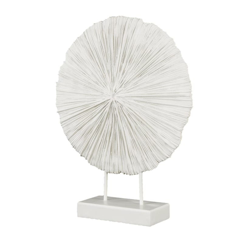 Resin Coral Textured Round Decorative Sculpture with Elevated Stand - Cream - Roche River Decor