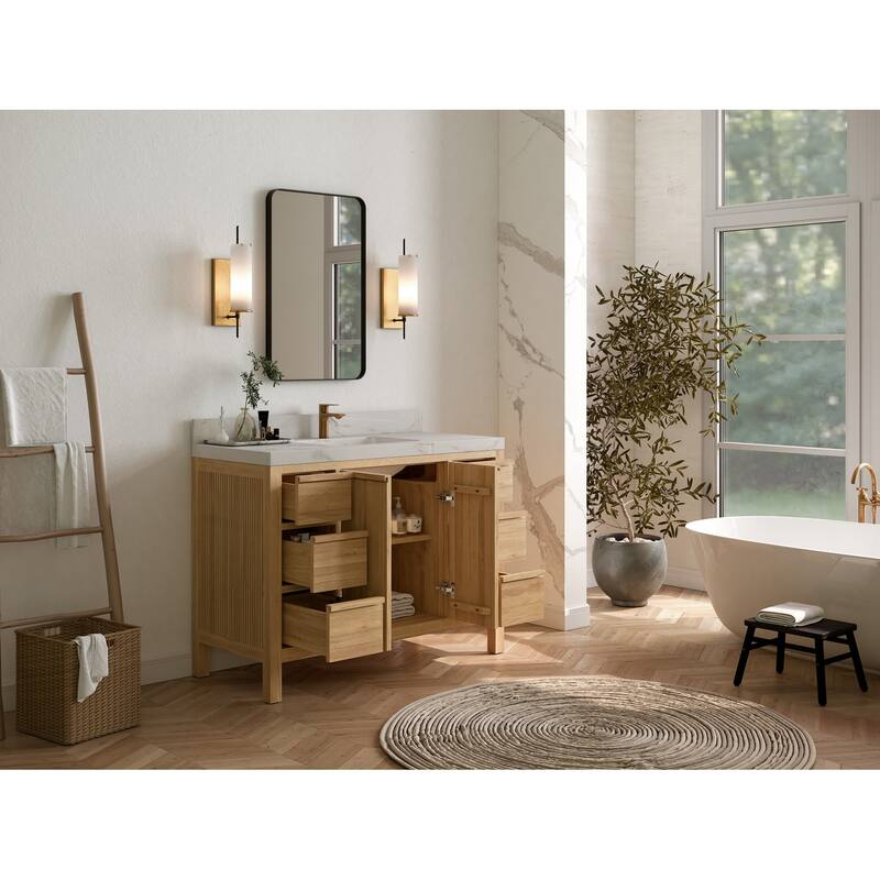 Willow Collections 48 in. W x 22 in. D Elizabeth Solid Teak Single Sink Bathroom Vanity with Countertop