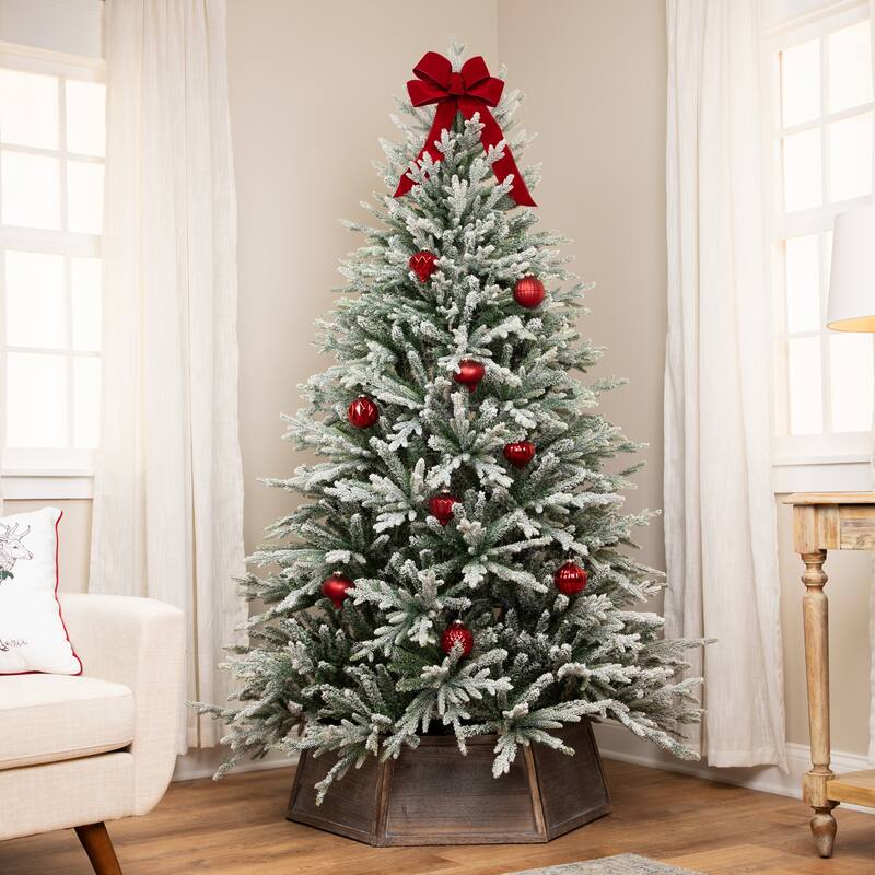 Real Touch™ Medium Flocked Snowcap Grove Fir Artificial Christmas Tree - 6.5’ - Unlit - 6.5 Foot