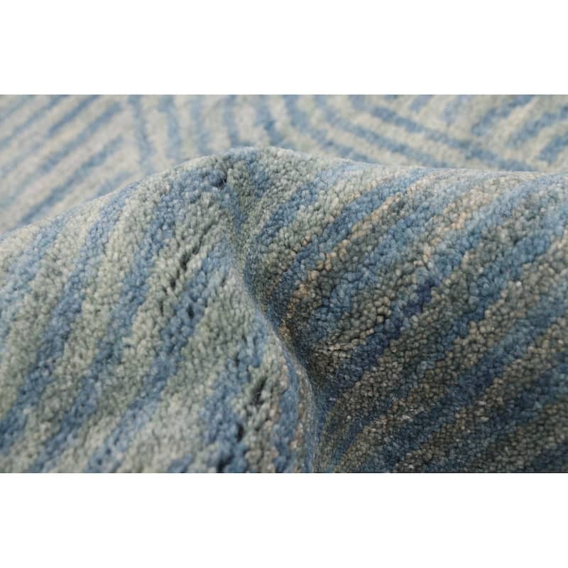 ECARPETGALLERY Hand-knotted Peshawar Ziegler Light Blue Wool Rug - 5'1 x 6'11