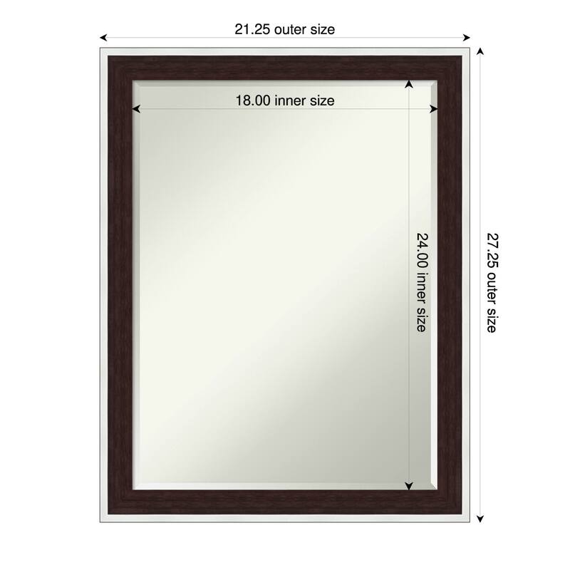 Maya Half-Inch-Bevel Framed Bathroom Vanity Wall Mirror - 21 x 27 in - Maya Espresso Silver