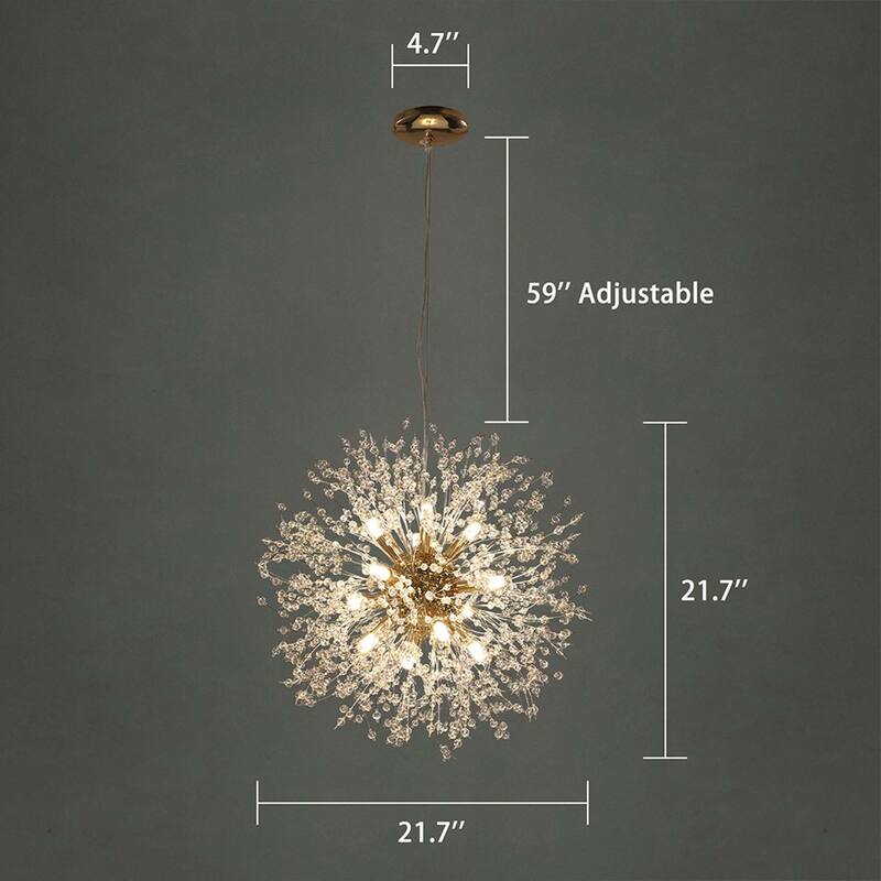 8/9/12/16-Light Modern Linear Sputnik Firework Dandelion Crystal Chandelier