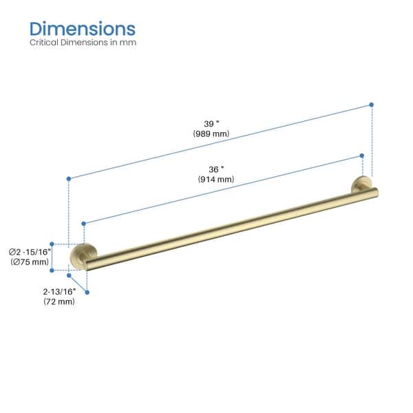 dimension image slide 2 of 10, 36-Inch Stainless Steel Bathroom Safety Grab Bar