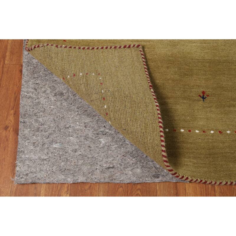 Hand Knotted Oriental 100% Wool Carpet Tribal Tribal Green Gabbeh Area Rug - 5' 11'' X 3' 11''
