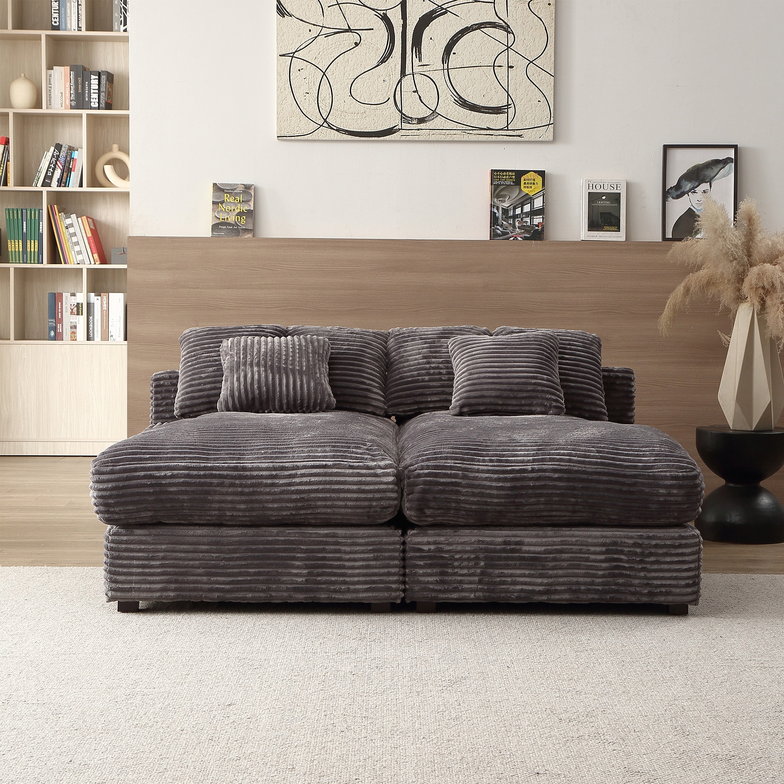 Modern Chaise Lounge Sofa for Living Room Corduroy Sleeper Sofa Bed Lazy Recliner Couch Floor Daybed VACUUM COMPRESSION Bed Bath Beyond 40599836