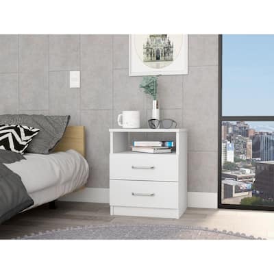 Nightstand 20"H,Two Drawers,Open Shelf,Superior Top,Bed Side Tables with Solid Wood Feet,End Table,for Bedroom,Living Room