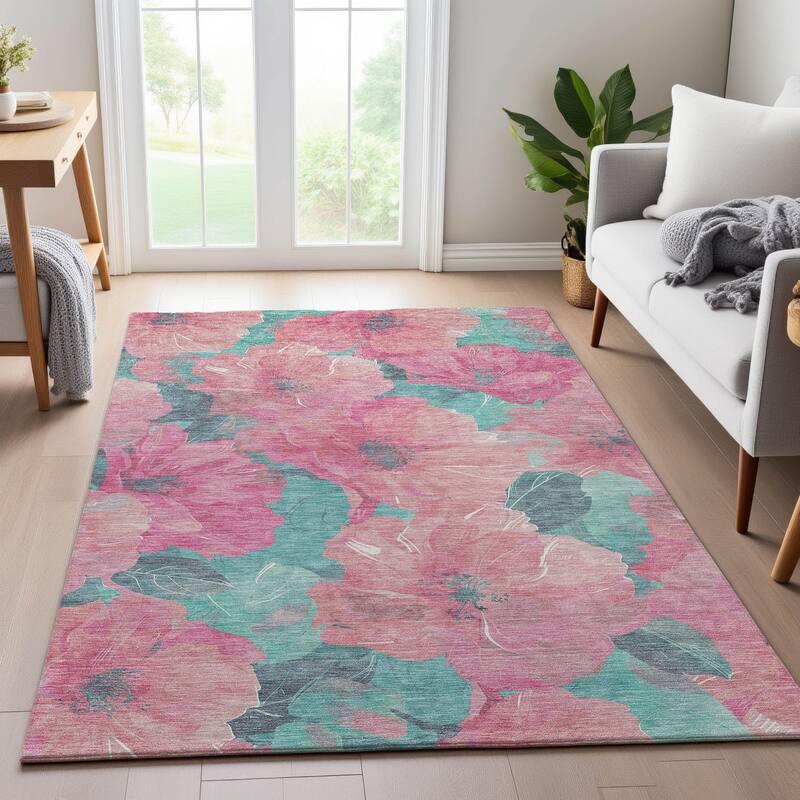 Premium Washable Super Soft Contemporary Floral Mayfield Rug